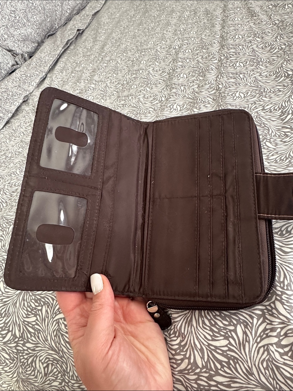 Vera Bradley Quilted Brown Zip Wallet - Picture 5 of 5